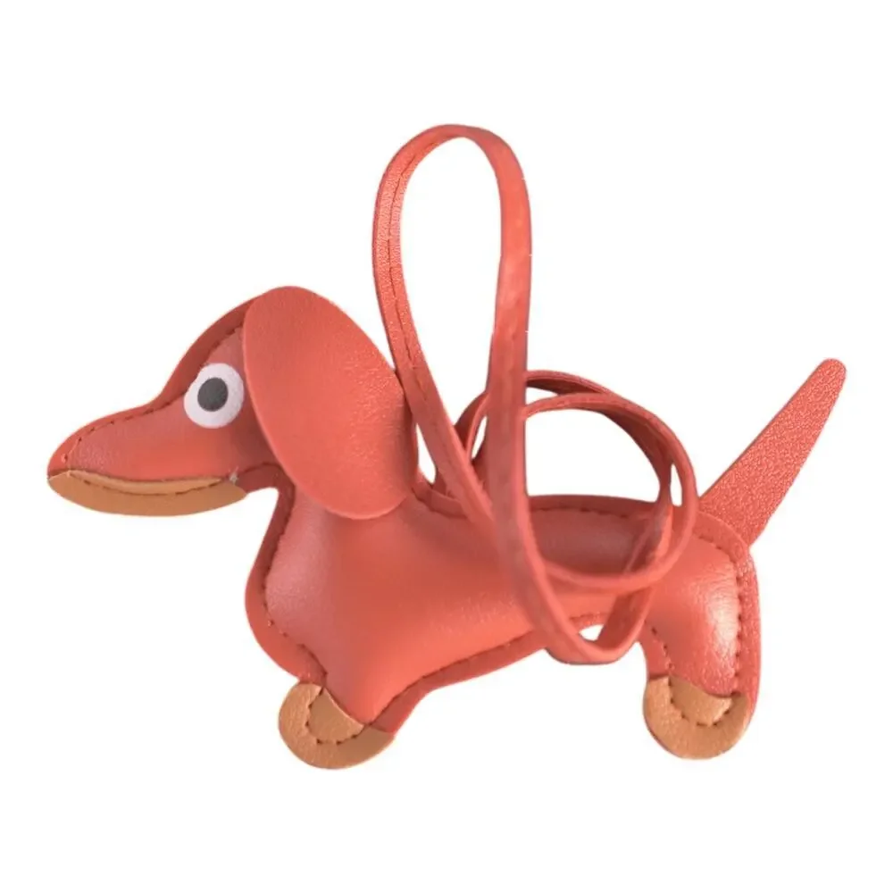 Dachshund Bag Charm Keychain Faux Leather Dog Mom Y2K Cottagecore Orange NWOT